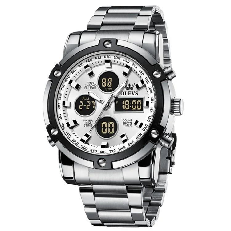 OLEVS 1106 Men Luminous Waterproof Smart Electronic Watch(White) - Image 2