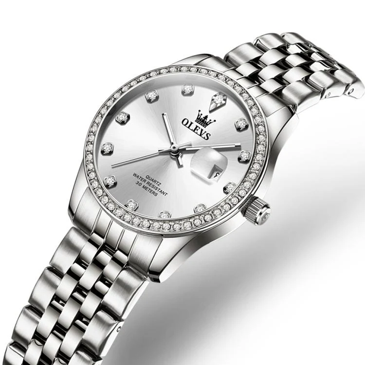 OLEVS 3629 Women Diamond Bezel Luminous Waterproof Quartz Watch(Silver) - Image 2