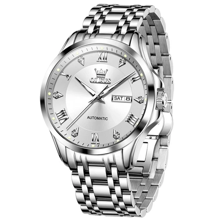 OLEVS 6702 Men Waterproof Luminous Dual Calendar Mechanical Watch(White) - Image 2