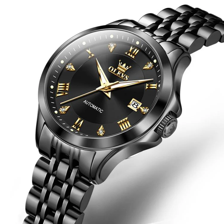 OLEVS 6702 Women Waterproof Luminous Single Calendar Mechanical Watch(Black Gold) - Image 2