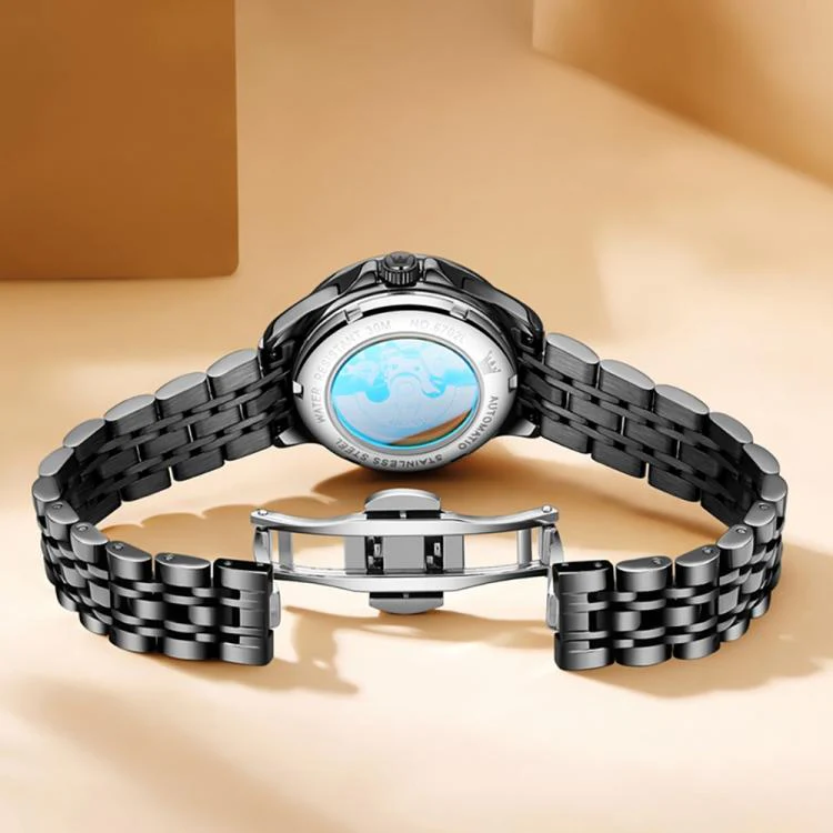 OLEVS 6702 Women Waterproof Luminous Single Calendar Mechanical Watch(Black Gold) - Image 3
