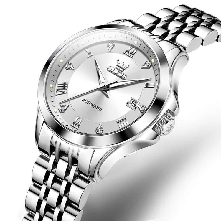 OLEVS 6702 Women Waterproof Luminous Single Calendar Mechanical Watch(White) - Image 2