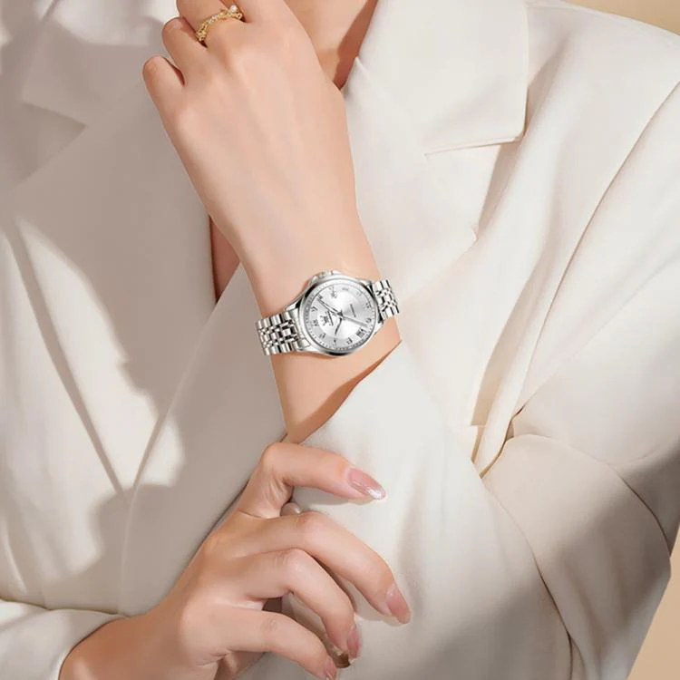 OLEVS 6702 Women Waterproof Luminous Single Calendar Mechanical Watch(White) - Image 7
