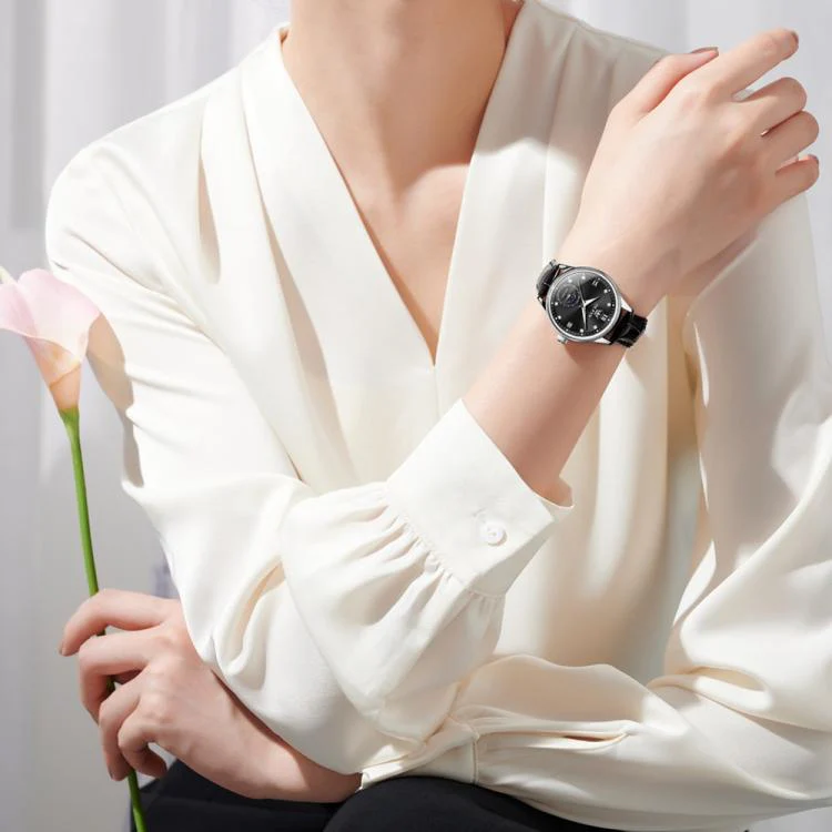 OLEVS 7039 Women Sun Moon Star Luminous Waterproof Mechanical Watch(Black) - Image 6