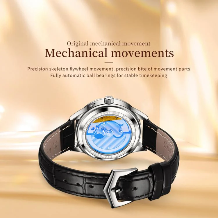OLEVS 7039 Women Sun Moon Star Luminous Waterproof Mechanical Watch(Grey) - Image 3