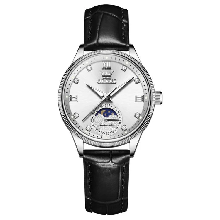 OLEVS 7039 Women Sun Moon Star Luminous Waterproof Mechanical Watch(White)