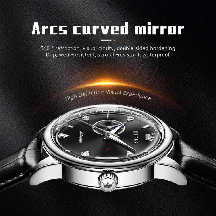 OLEVS 7040 Men Sun Moon Star Luminous Waterproof Mechanical Watch(Black) - Image 4