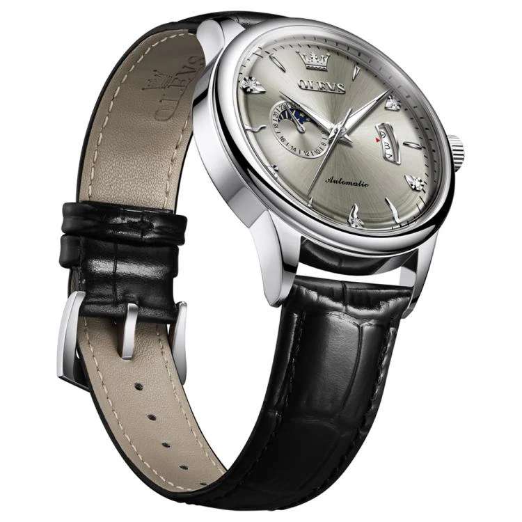 OLEVS 7040 Men Sun Moon Star Luminous Waterproof Mechanical Watch(Grey) - Image 2