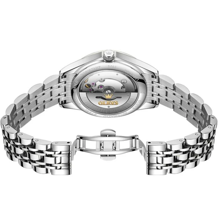 OLEVS 9801 Women Diamond Waterproof Single Calendar Mechanical Watch(Blue) - Image 3