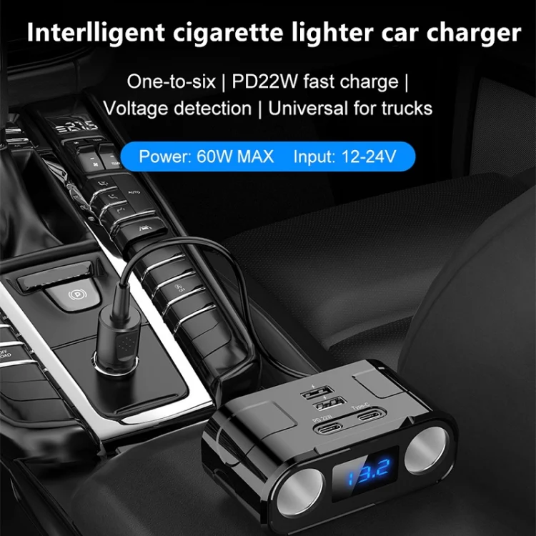 One to Four Car Charger Multifunctional Adapter Expansion Port - Image 8