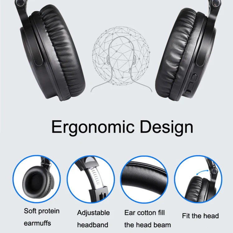 OneOdio PRO-C Bilateral Stereo Pluggable Over-Ear Wireless Bluetooth Monitor Headset(Black) - Image 3