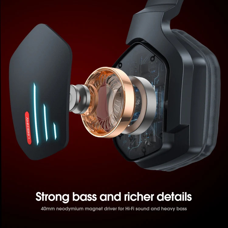ONIKUMA B60 Bluetooth 5.0 Adjustable Strong Bass Gaming Wireless Bluetooth Headset with Microphone(Black) - Image 5
