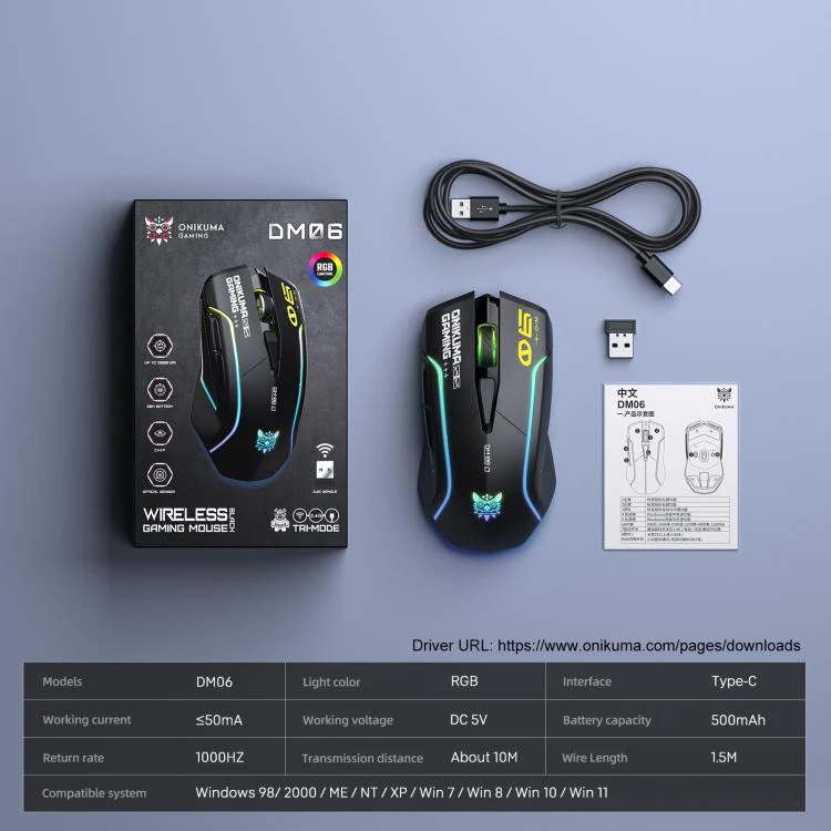 ONIKUMA DM06 RGB Three-mode E-sports Gaming Mouse - Image 12