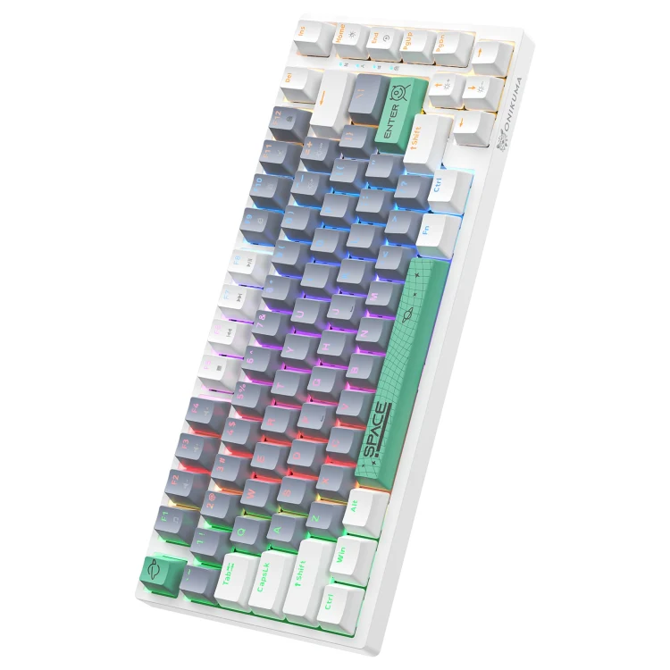 ONIKUMA G52 82 Keys RGB Lighting Wired Mechanical Keyboard, Type:Brown Switch(White) - Image 3