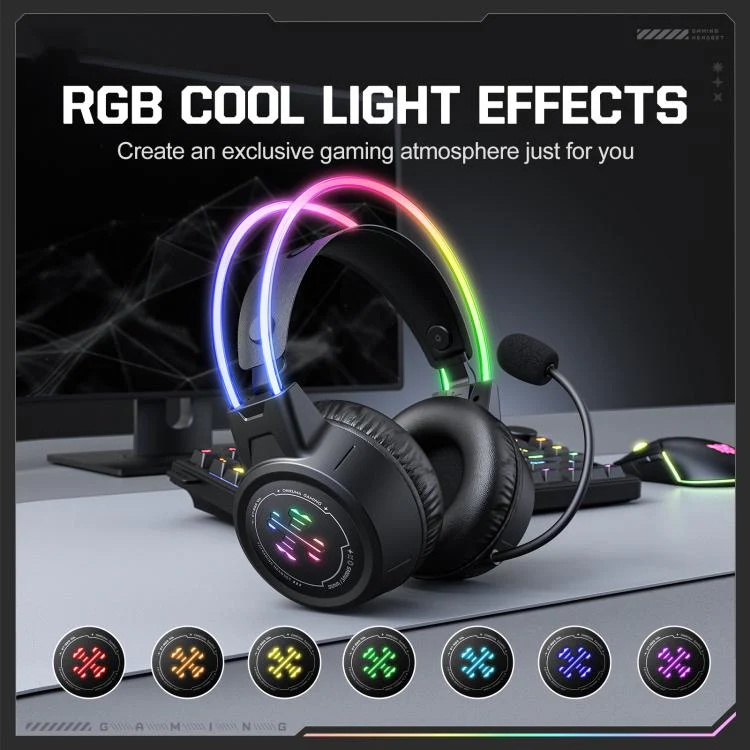 ONIKUMA GT889 Tri-mode RGB Bluetooth 2.4G Wired Gaming Headset(Black) - Image 5