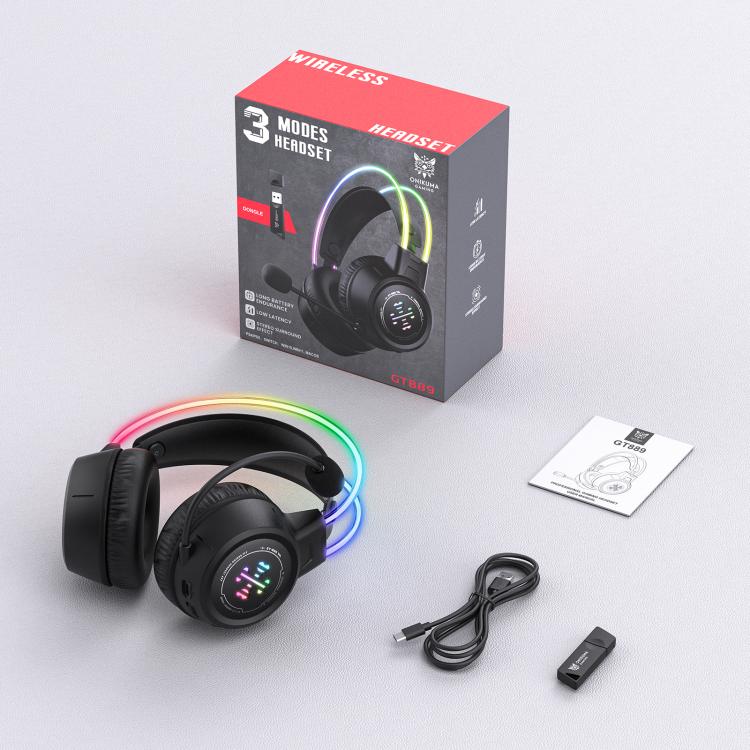 ONIKUMA GT889 Tri-mode RGB Bluetooth 2.4G Wired Gaming Headset(Black) - Image 9