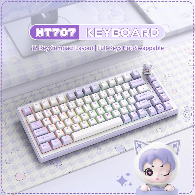 ONIKUMA MT707 82 Keys RGB Tri-mode Mechanical Gaming Keyboard(Purple) - Image 4