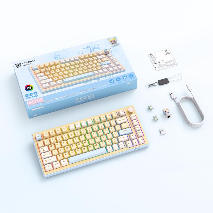 ONIKUMA MT707 82 Keys RGB Tri-mode Mechanical Gaming Keyboard(Yellow) - Image 10