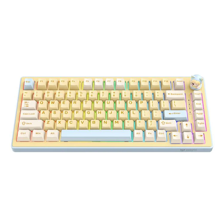 ONIKUMA MT707 82 Keys RGB Tri-mode Mechanical Gaming Keyboard(Yellow) - Image 2