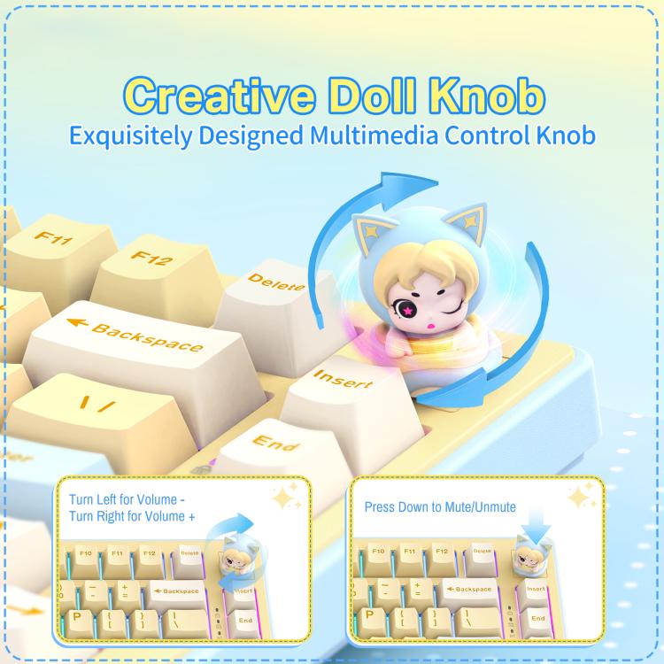ONIKUMA MT707 82 Keys RGB Tri-mode Mechanical Gaming Keyboard(Yellow) - Image 8