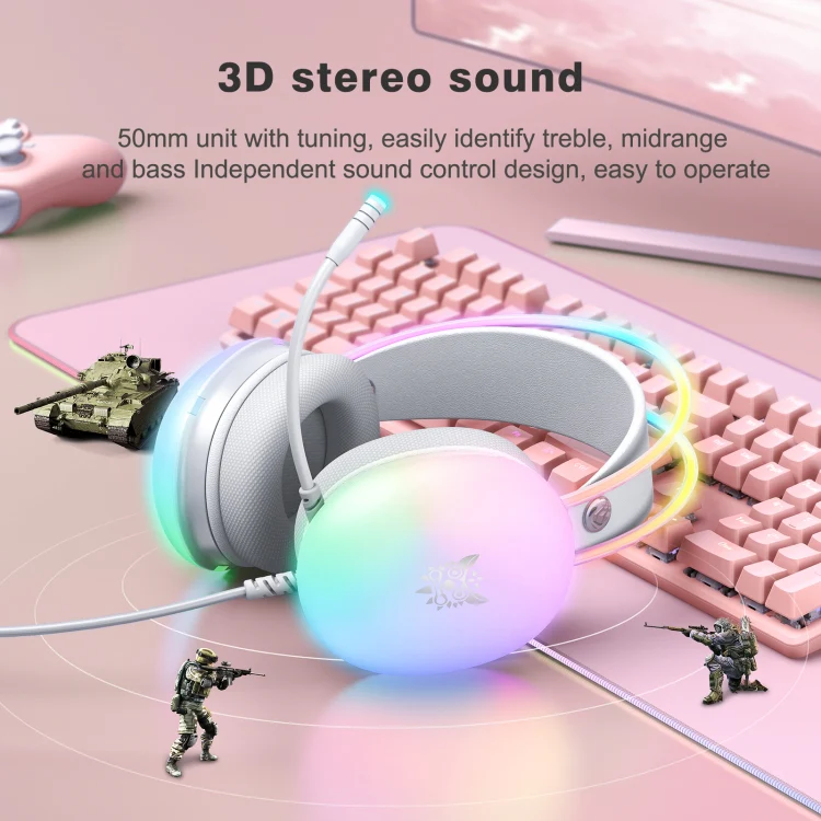 ONIKUMA X25 RGB Wired Gaming Headset(Grey) - Image 4