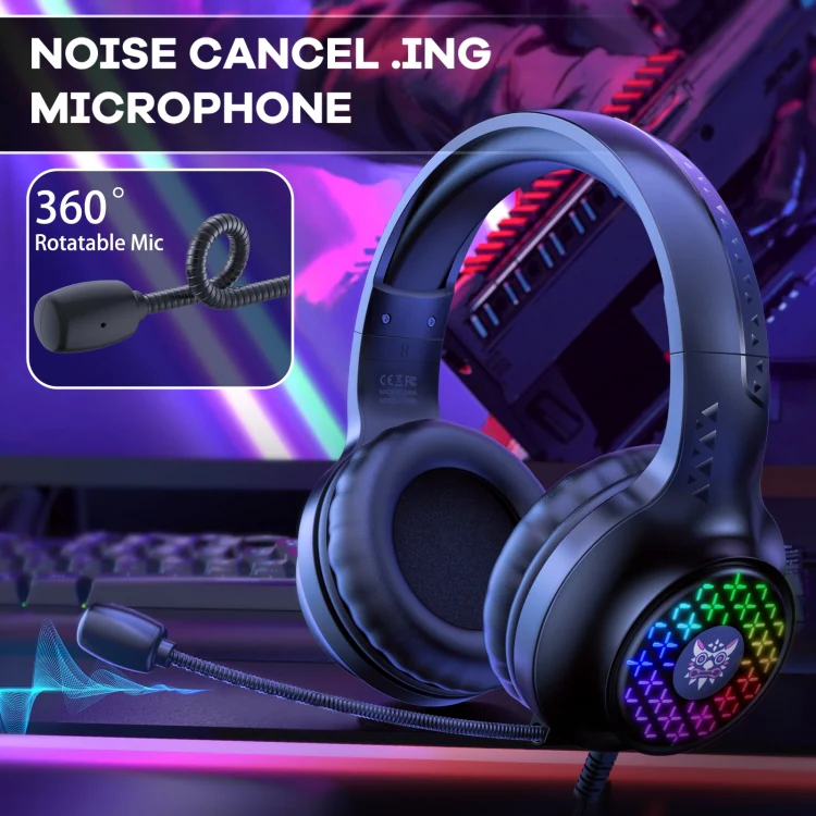 ONIKUMA X7 Pro USB + 3.5mm RGB Lighting Gaming Wired Headset(Black) - Image 2