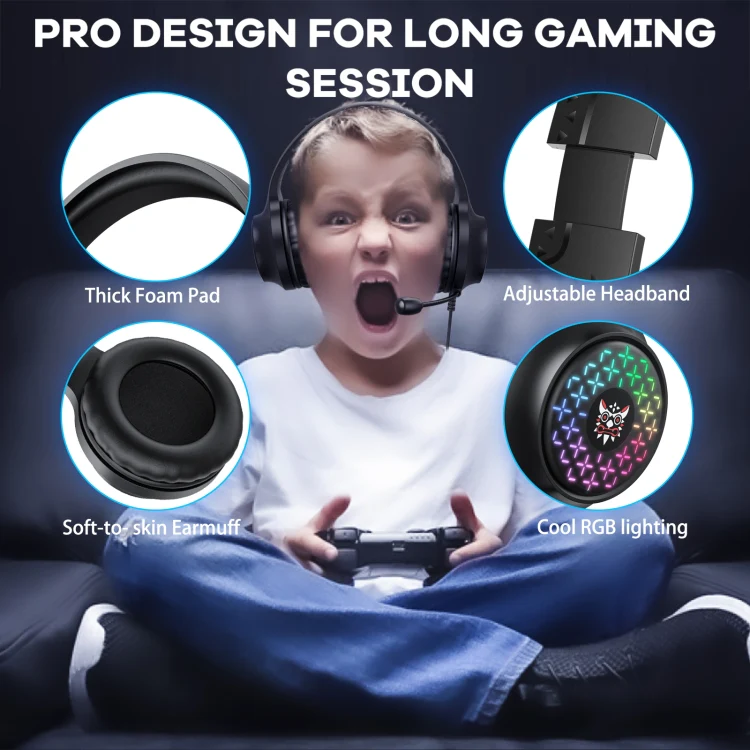 ONIKUMA X7 Pro USB + 3.5mm RGB Lighting Gaming Wired Headset(Black) - Image 5