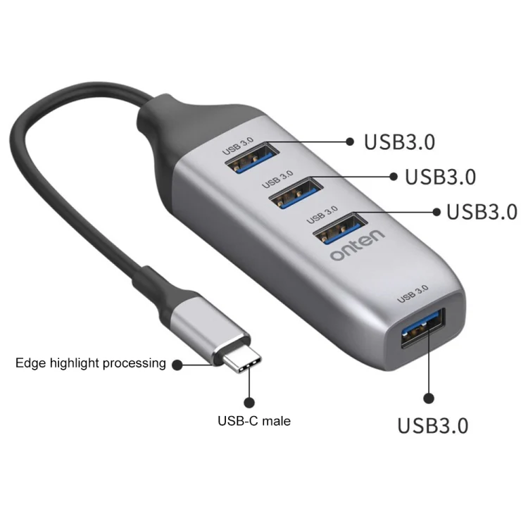 Onten 95118U 4 in 1 USB-C / Type-C to 4 USB 3.0 Ports Multifunctional HUB Converter Docking Station - Image 3