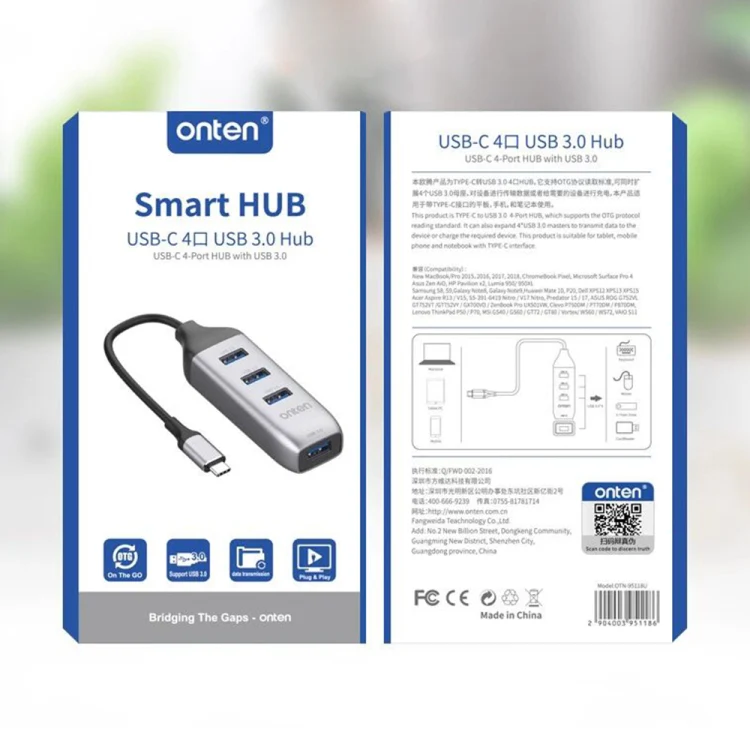 Onten 95118U 4 in 1 USB-C / Type-C to 4 USB 3.0 Ports Multifunctional HUB Converter Docking Station - Image 4