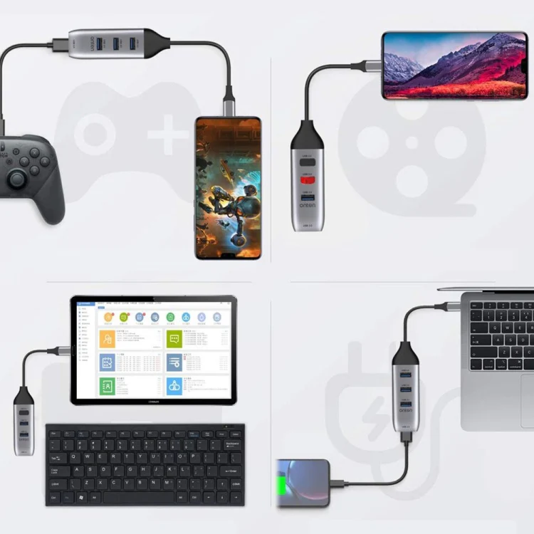 Onten 95118U 4 in 1 USB-C / Type-C to 4 USB 3.0 Ports Multifunctional HUB Converter Docking Station - Image 5