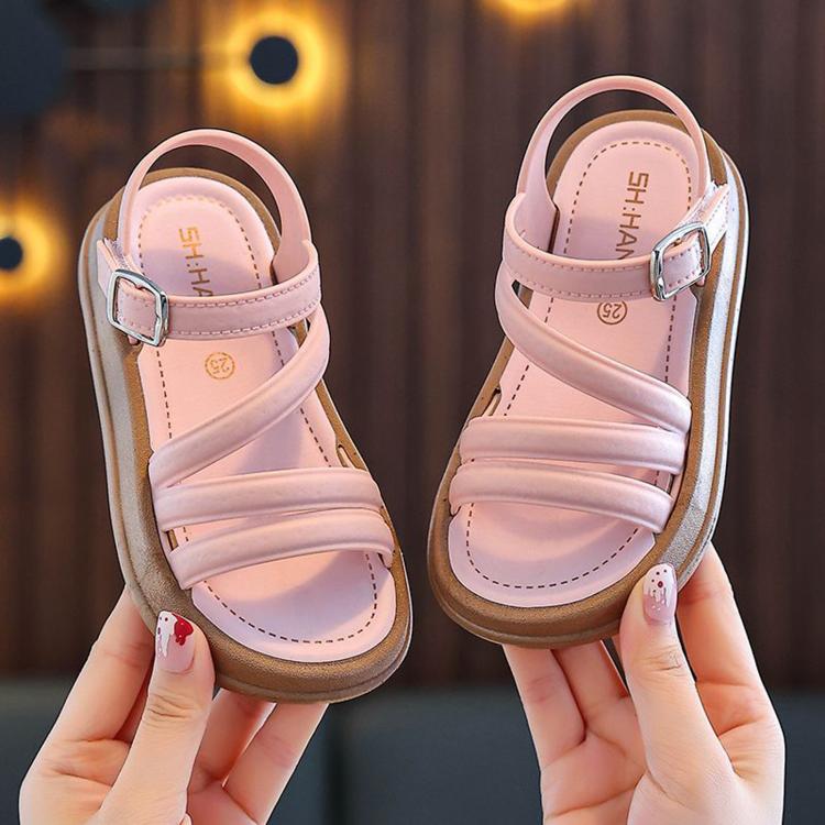 Open-Toe Elegant Sandals For Girls Cute Summer Sandals For Students, Size: 34 Inner Length 20cm(Pink)