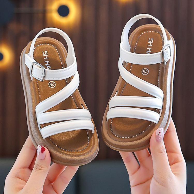 Open-Toe Elegant Sandals For Girls Cute Summer Sandals For Students, Size: 35 Inner Length 20.5cm(White)