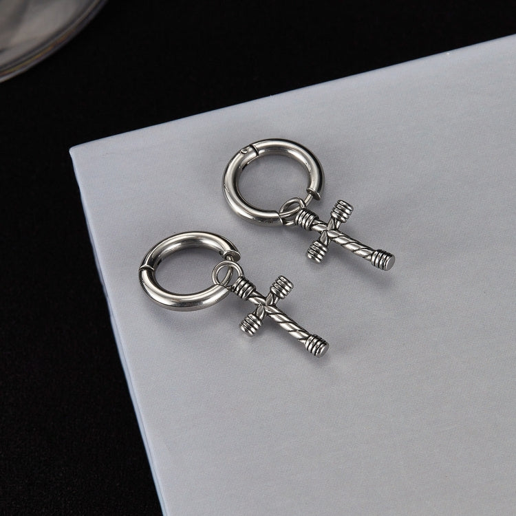 OPK GE934 1pair Personalized Stainless Steel Cross Earrings - Image 2
