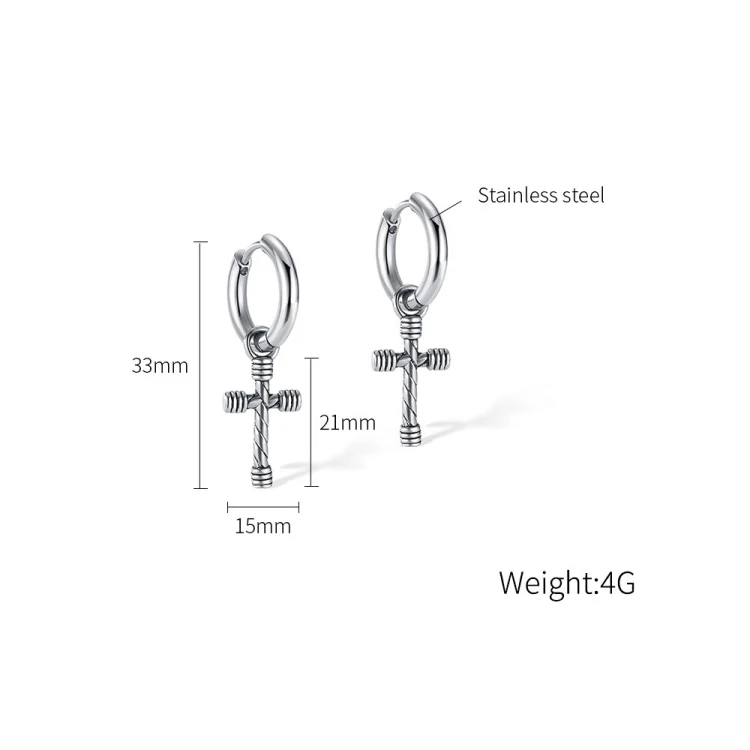OPK GE934 1pair Personalized Stainless Steel Cross Earrings - Image 6