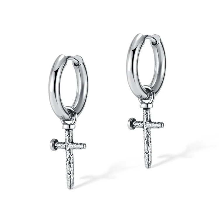OPK GE935 1pair Personalized Stainless Steel Spike Cross Earrings