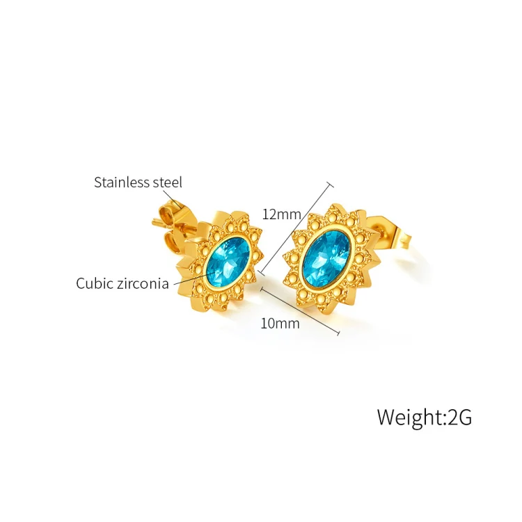 OPK GE944 1pair Vintage Simple Diamond Earrings Stainless Steel Gold-Plated Earrings(White Diamond) - Image 6