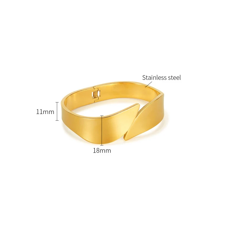 OPK GH1106 Stainless Steel Minimalist Glossy Bracelet(Gold) - Image 6