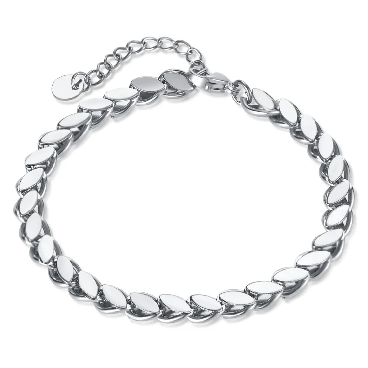 OPK GS1490 Simple Chain Stainless Steel Bracelet, Color: Steel Color