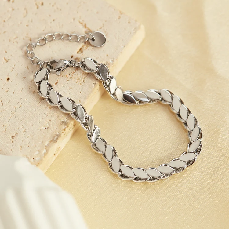 OPK GS1490 Simple Chain Stainless Steel Bracelet, Color: Steel Color - Image 3