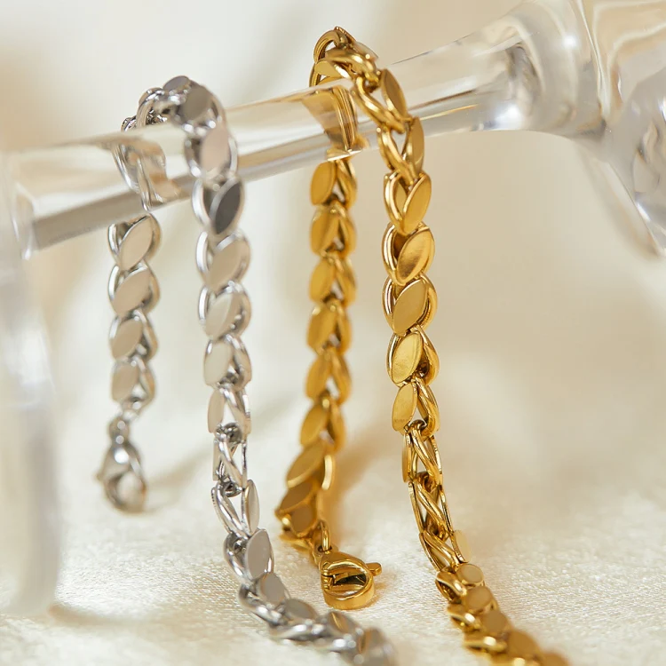 OPK GS1490 Simple Chain Stainless Steel Bracelet, Color: Steel Color - Image 4