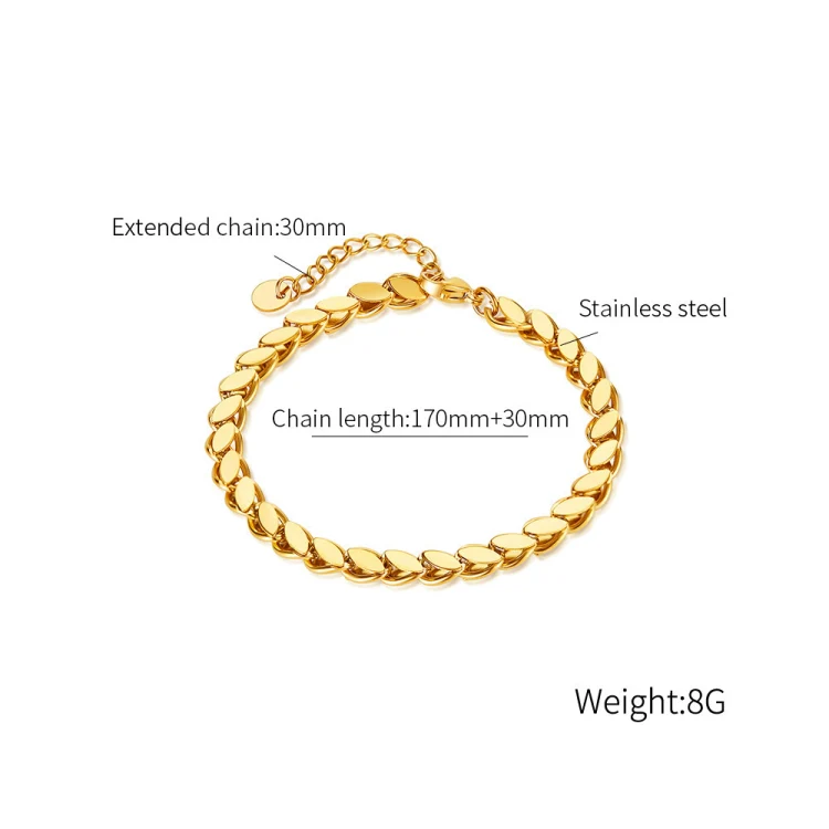 OPK GS1490 Simple Chain Stainless Steel Bracelet, Color: Steel Color - Image 5