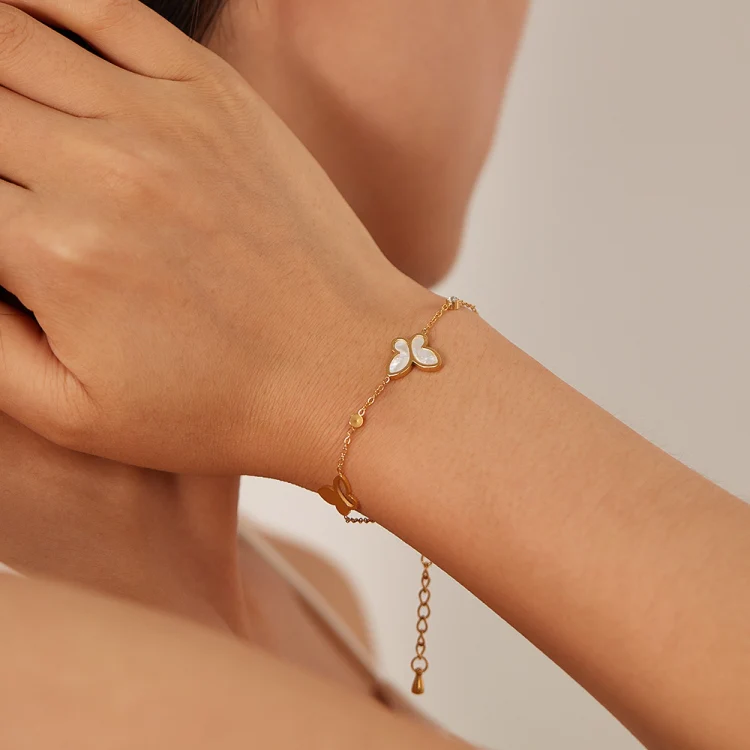 OPK GS1568 Stainless Steel Personalized Hollow Butterfly Zirconia Bracelet(Gold) - Image 6