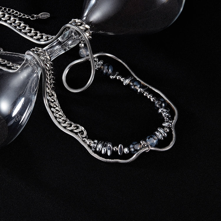 OPK GX2415 Personalized Cool Style Double Layer Necklace Stainless Steel Splicing Chain - Image 3