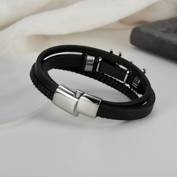 OPK PH1588 Personalized Retro Stainless Steel Lion Accessory Multi-Layer Braided Leather Bracelet - Image 3