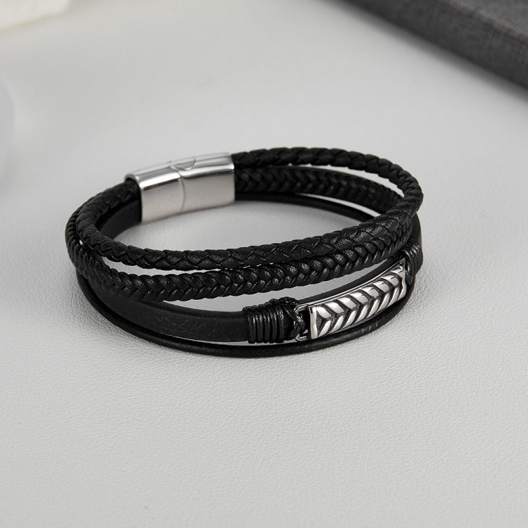 OPK PH1590 Personalized Retro Stainless Steel Multi-Layer Braided Magnetic Buckle Bracelet - Image 2