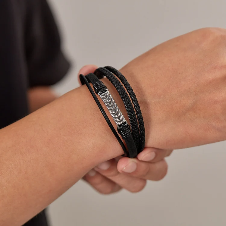 OPK PH1590 Personalized Retro Stainless Steel Multi-Layer Braided Magnetic Buckle Bracelet - Image 5