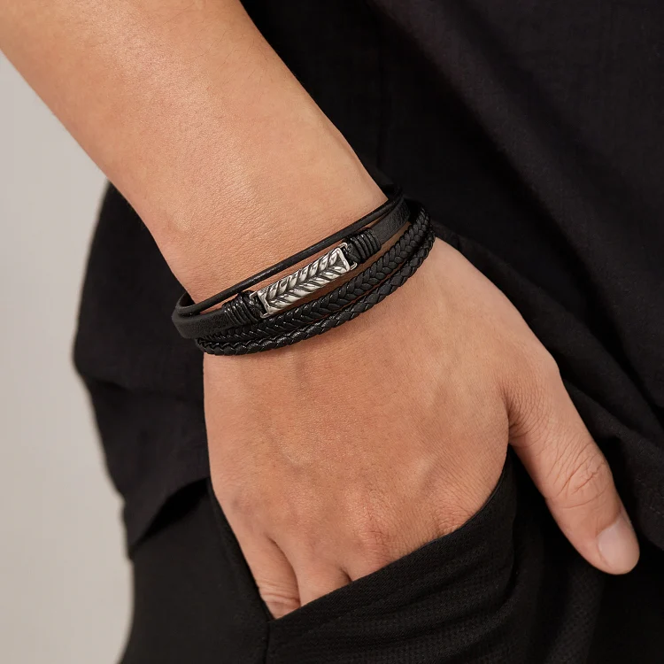 OPK PH1590 Personalized Retro Stainless Steel Multi-Layer Braided Magnetic Buckle Bracelet - Image 6