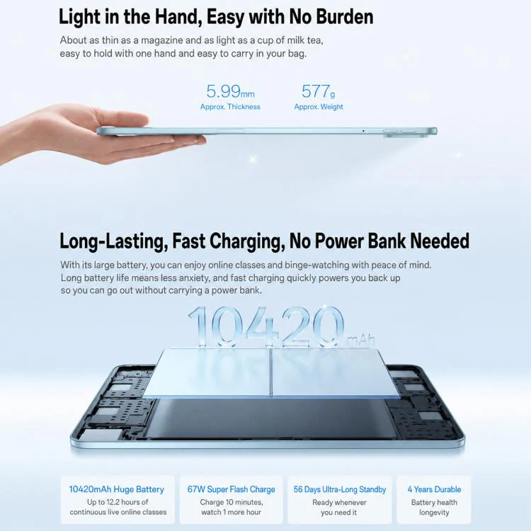 OPPO Pad 6 12.1 inch Tablet PC, 8GB+256GB, ColorOS 16 MediaTek Dimensity 9500s Octa Core (Dark Gray) - Image 6