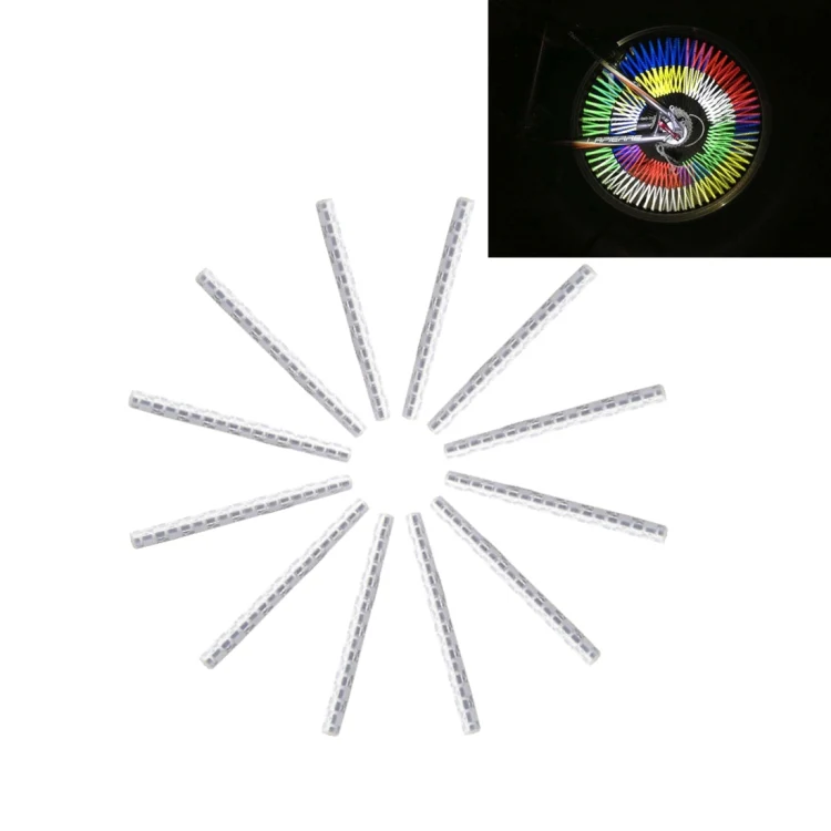 OQSPORT 12 PCS Bicycle Wheel Spoke Reflector Reflective Mount Clip Tube Warning Light Strip(Silver)