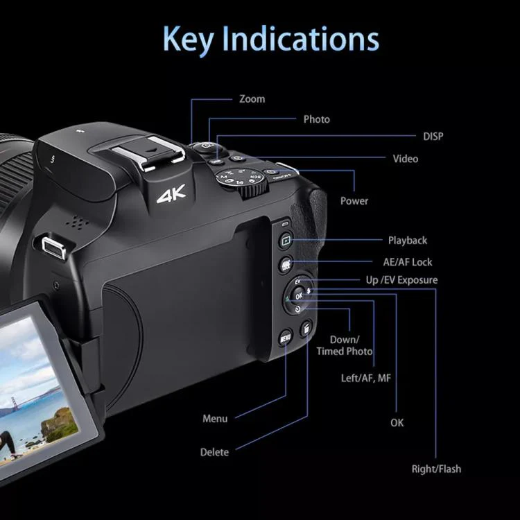 Ordro 4K Ultra HD Rotating Screen Optical Zoom Digital Camera - Image 10